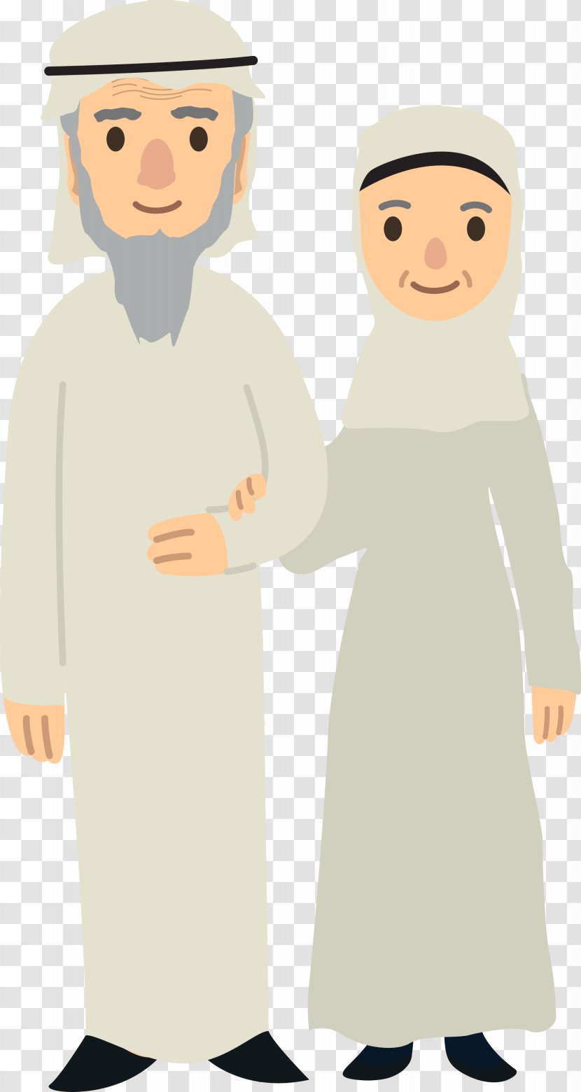 Euclidean Vector Adobe Illustrator - Cartoon - Arab Elderly Couple Transparent PNG