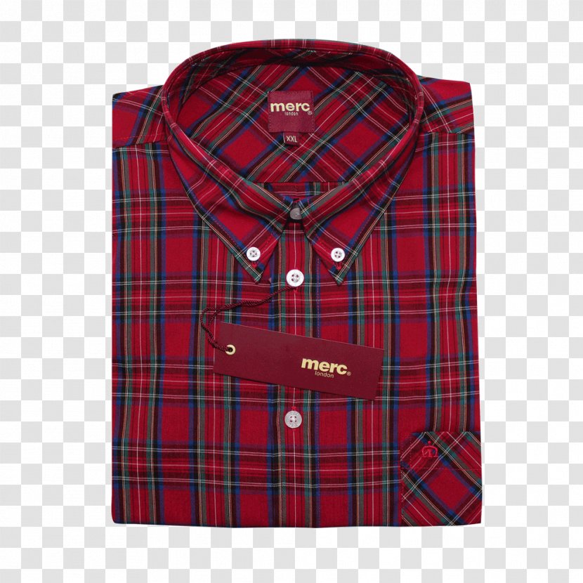 Tartan Sleeve Maroon - Textile - Button Down Hemd Transparent PNG