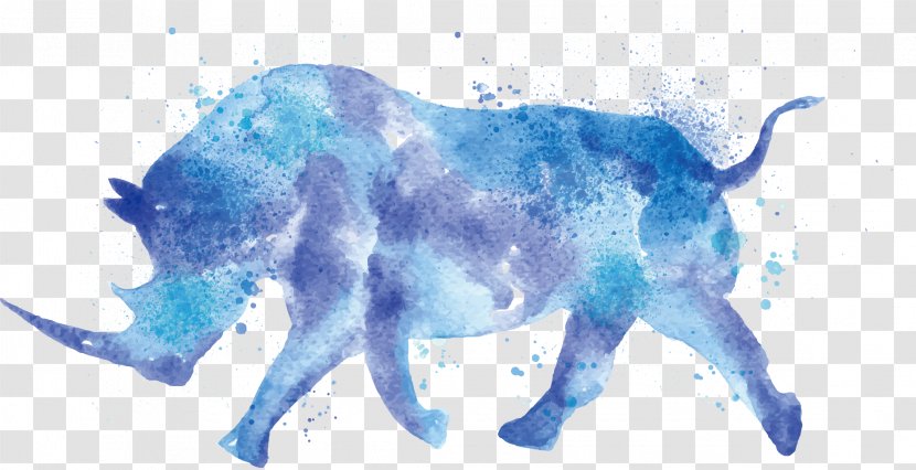 Rhinoceros Watercolor Painting Drawing - Elephant - Vector Rhino Transparent PNG