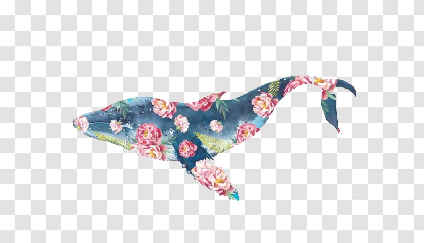 Blue Whale Watercolor Painting Illustration - Art - Flower Cutout Dolphin Free Transparent PNG