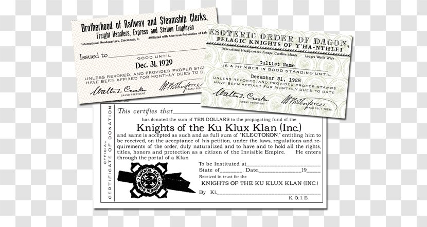 Document H. P. Lovecraft Historical Society Miskatonic Loyalty Program - Paper Product - Supermarket Membership Card Transparent PNG