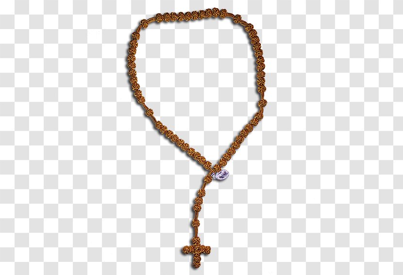 Rosary Prayer Beads Necklace - Amber Transparent PNG