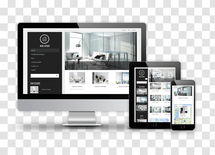 Responsive Web Design Real Estate Template System Website - Gadget Transparent PNG