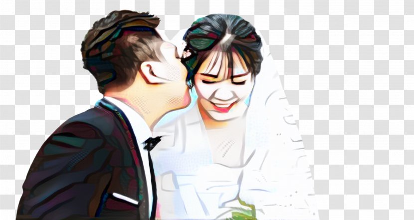 Bride And Groom Cartoon - Formal Wear - Style Fictional Character Transparent PNG