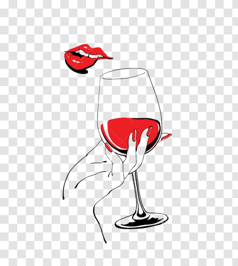 Red Wine Glass Drawing Transparent PNG