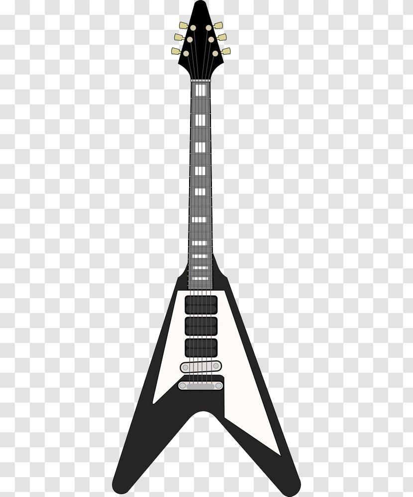 Gibson Flying V Explorer Les Paul Guitar Firebird - Silhouette - Black Electric Transparent PNG