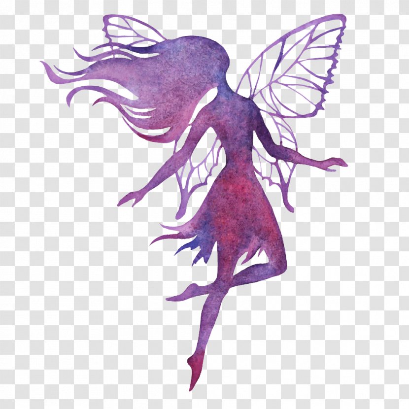 Fairy Watercolor Painting Silhouette Illustration - Fictional Character - Angel Transparent PNG