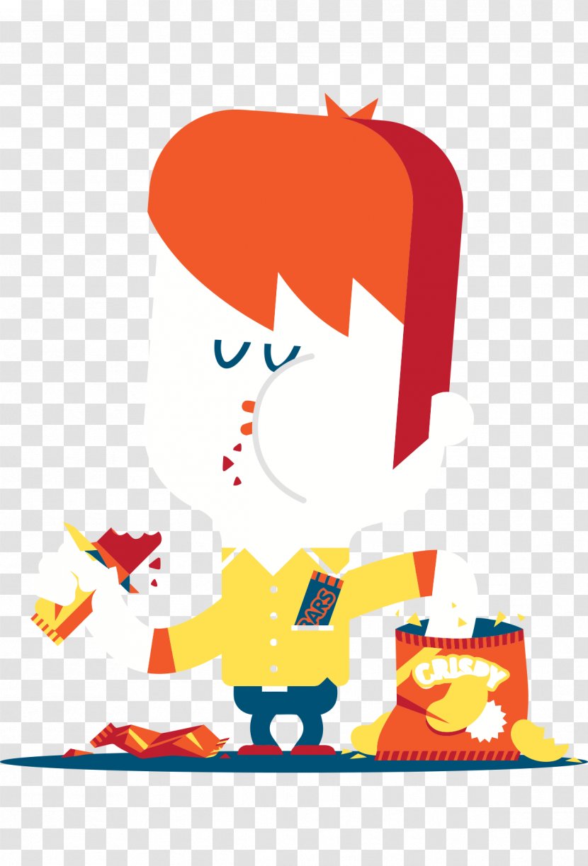 Food Snack Illustration - Tree - Cartoon Hand Painted Boy Foolish Eat Potato Chips Spoof Transparent PNG