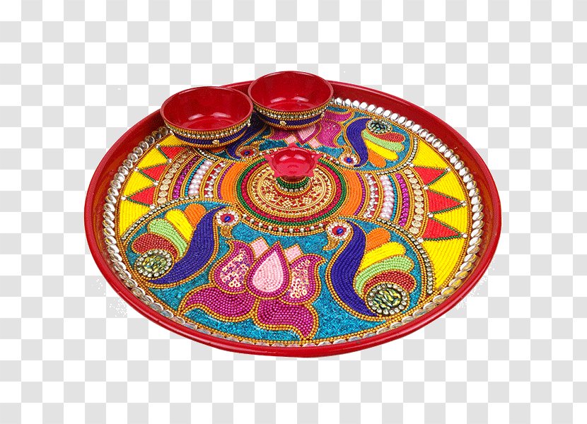 Puja Thali Diya Rangoli Platter - Pooja Transparent PNG