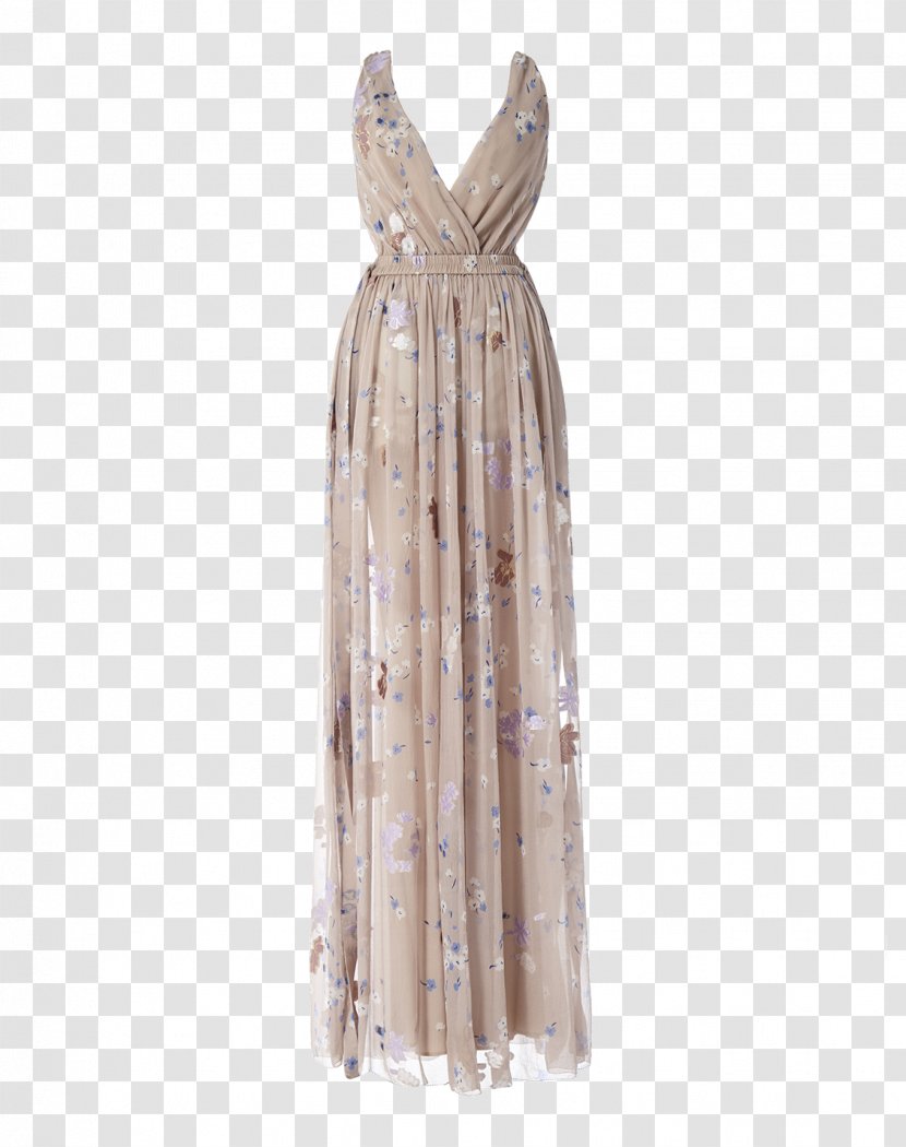 Neck Silk Stole Dress - Beige Transparent PNG