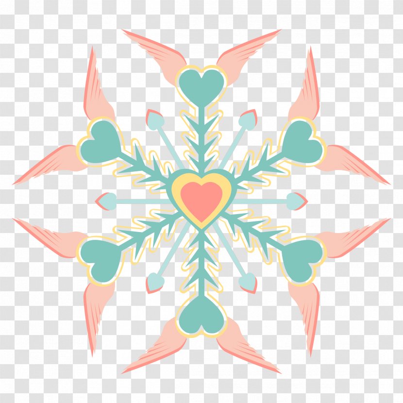 Snowflake Color Clip Art - Petal - Heart Wing Transparent PNG