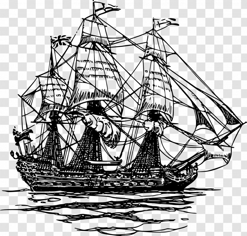 Sailing Ship Clipper Of The Line Clip Art - Boat - Ships And Yacht Transparent PNG