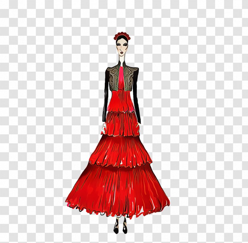 Clothing Red Dress Gown Victorian Fashion - Flamenco Costume Transparent PNG