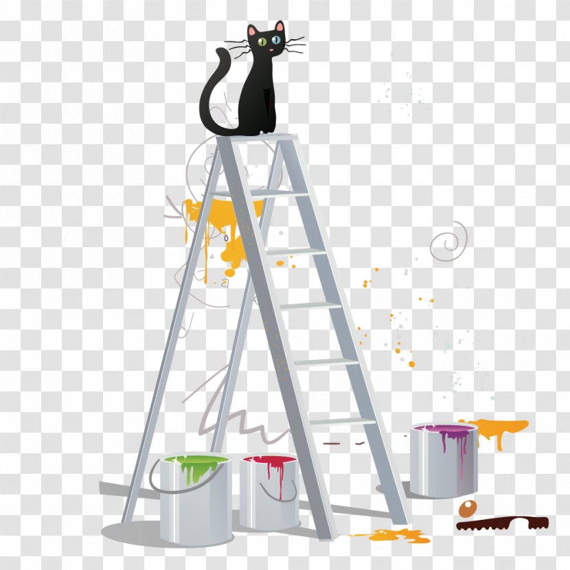 Ladder Cat Laborer - Standing On A Transparent PNG