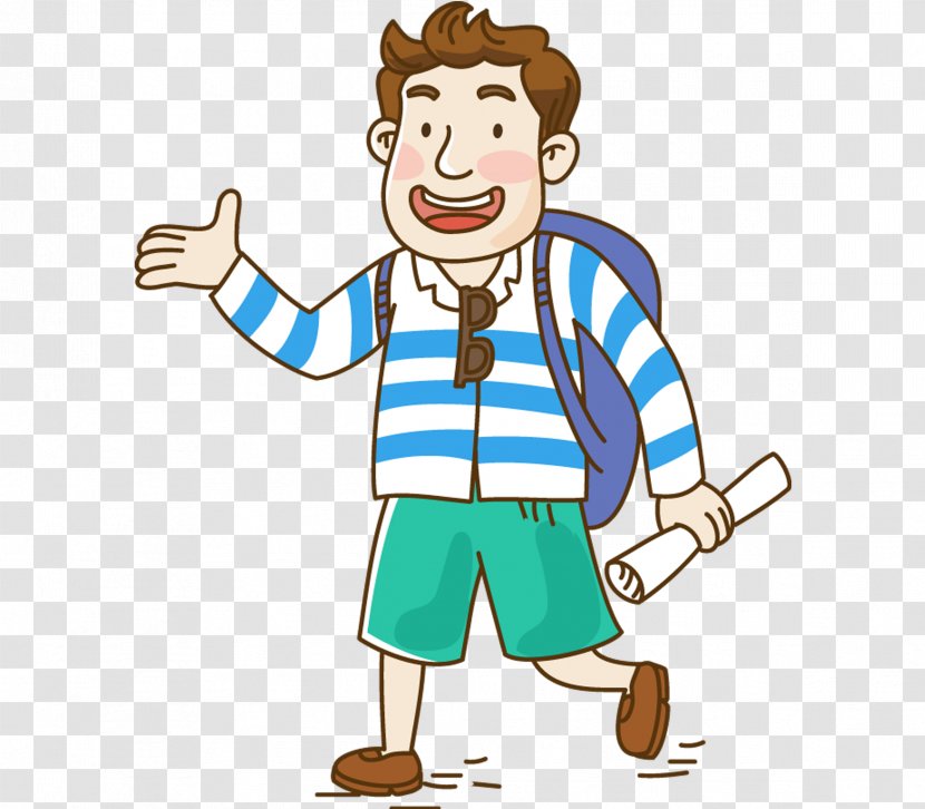 Backpacking Hotel Cartoon - Arm - Beckoning Man Transparent PNG