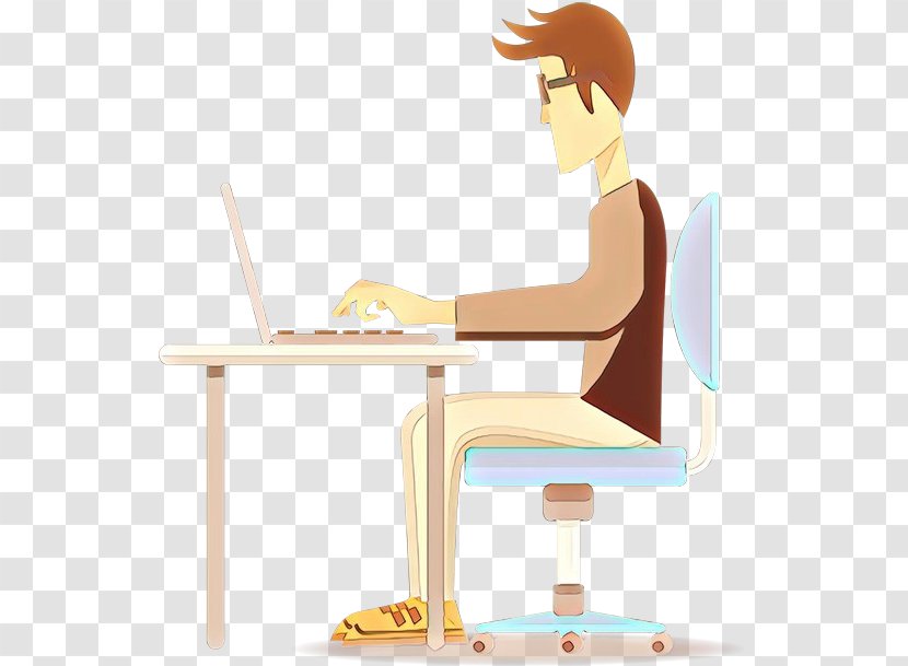 Sitting Illustration Human Behavior Chair Cartoon - Desk Transparent PNG