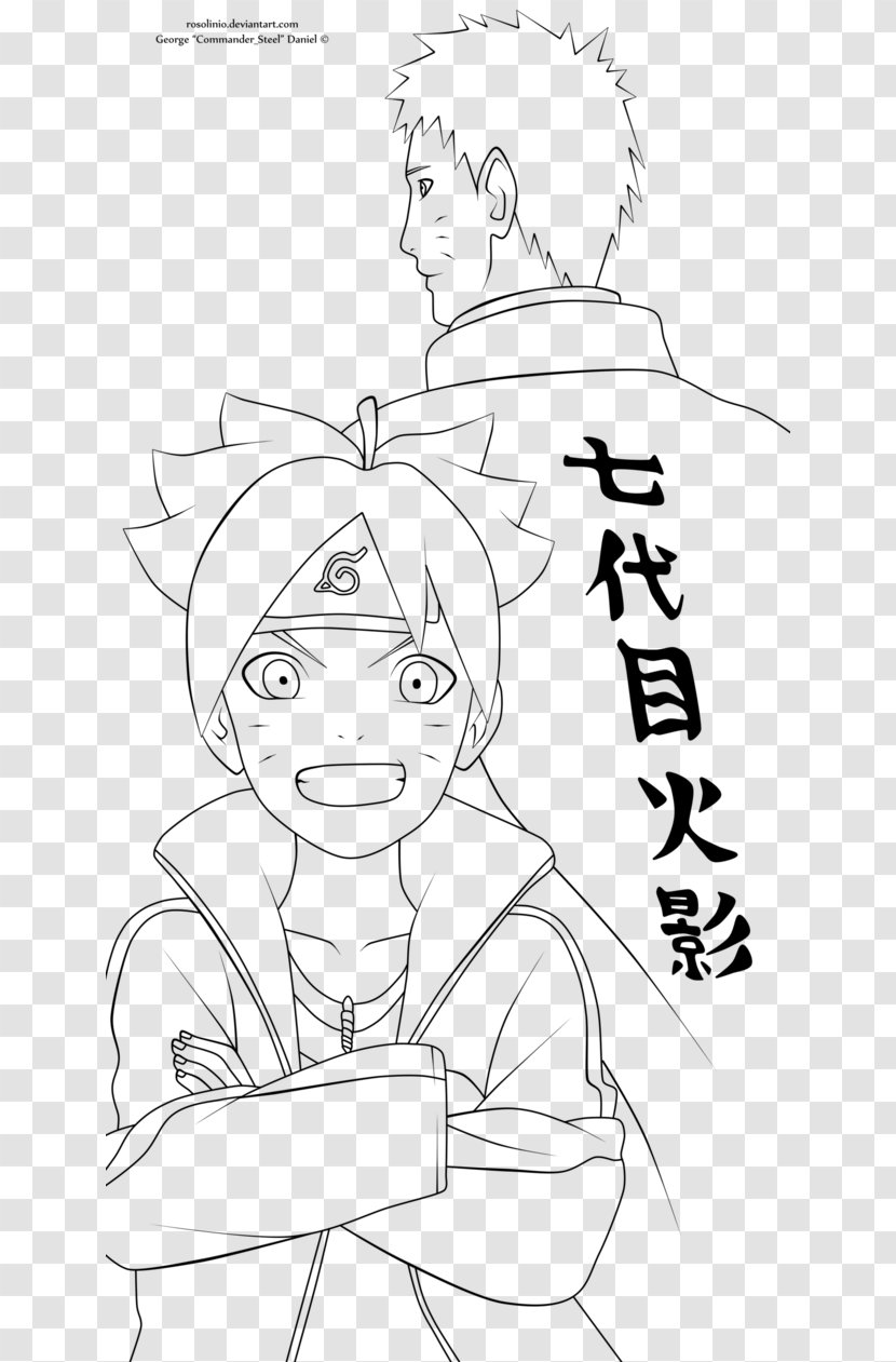 Line Art Naruto Uzumaki Sasuke Uchiha Sarada - Frame Transparent PNG