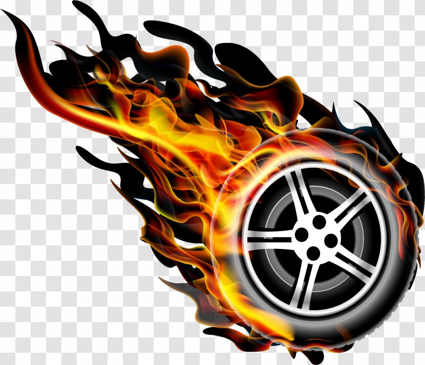 Flame Fire Wheel - Orange - Bicycle Transparent PNG