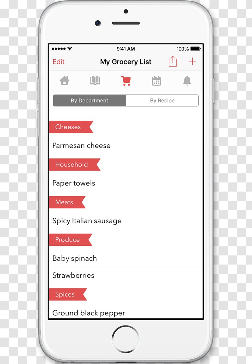 Mobile Phones Recipe Organization Document Cooking - Area - Grocery List Transparent PNG