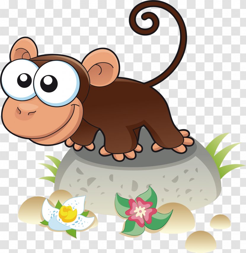 Monkey Banana Kong Adventures - Cat Like Mammal - Vector Hand-painted Long Tailed Transparent PNG