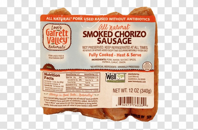 Chorizo Meat Smoking Ingredient Flavor - Garrett Valley - Smoked Sausage Transparent PNG