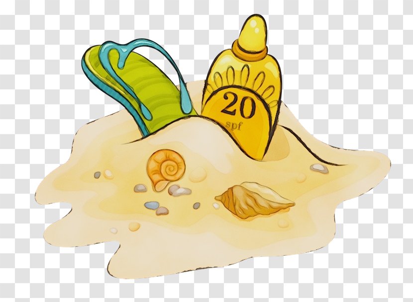 Beach Drawing Cartoon Bottle Sand - Watercolor - Yellow Fruit Transparent PNG