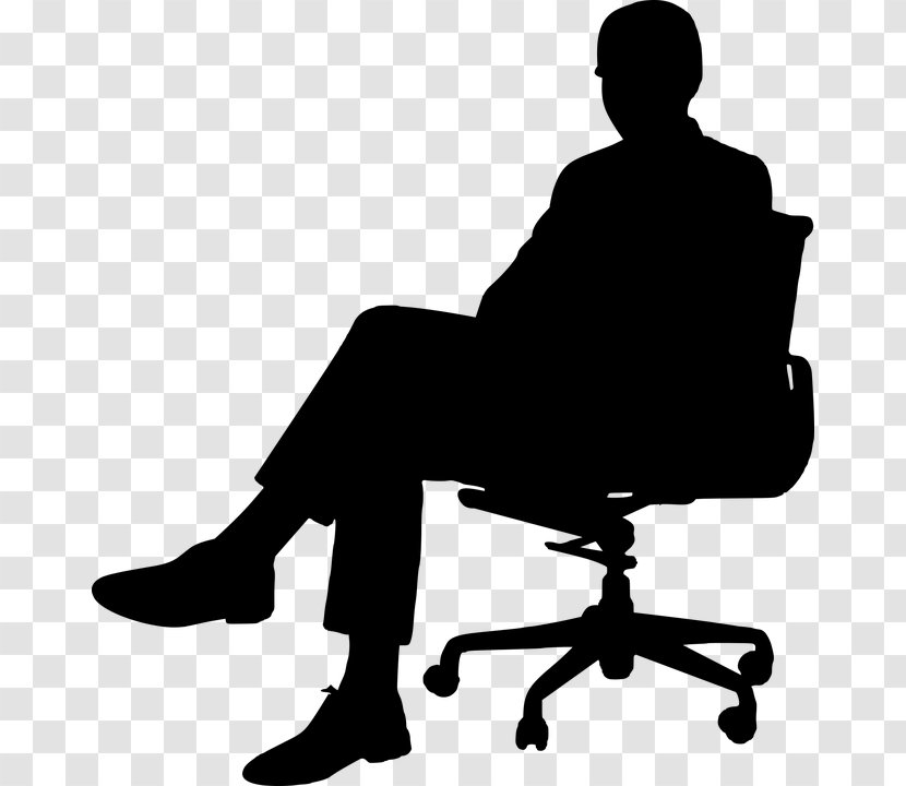 Office & Desk Chairs Clip Art - Black And White - Business-man Silhouette Transparent PNG