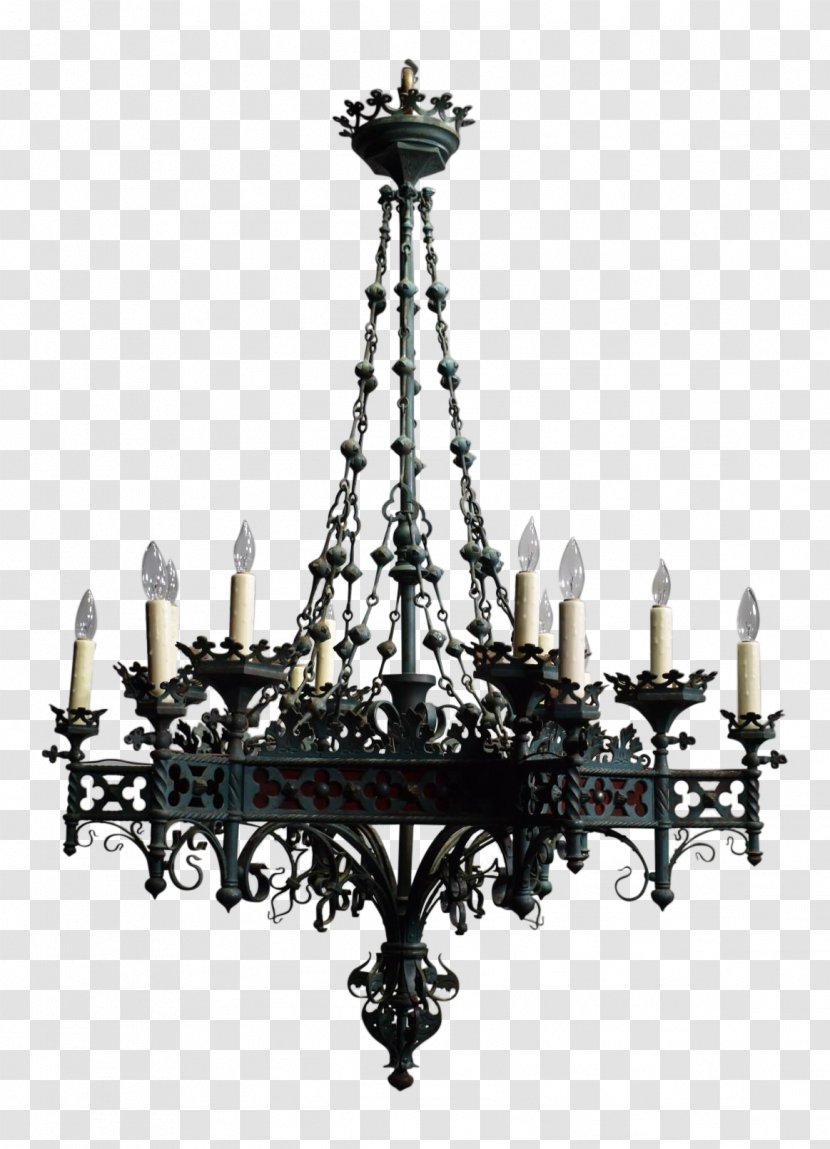 Chandelier Gothic Revival Architecture Light Fixture Lighting Furniture - French - Cartoon Transparent PNG