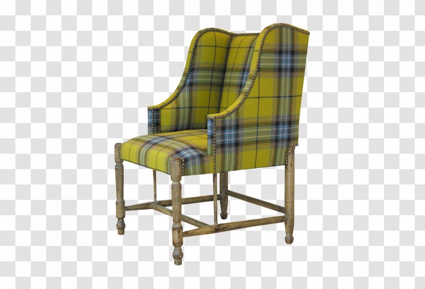 Wing Chair Fauteuil Couch Furniture - Decorative Arts - Yellow Plaid Sofa Transparent PNG