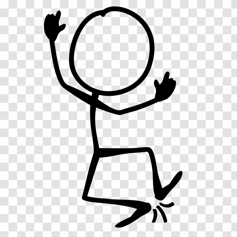 Stick Figure Smiley Animation Clip Art - Black And White Transparent PNG