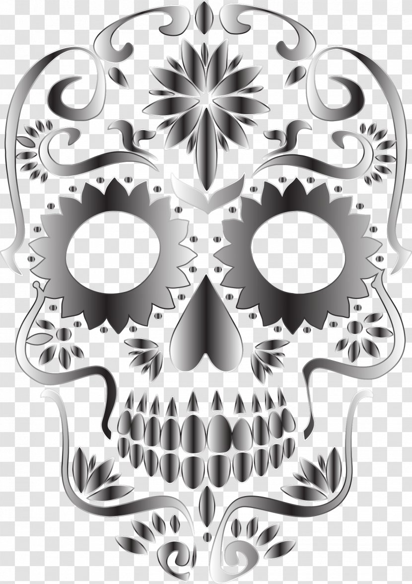 Calavera Skull Day Of The Dead Clip Art - Silhouette Cliparts Transparent PNG