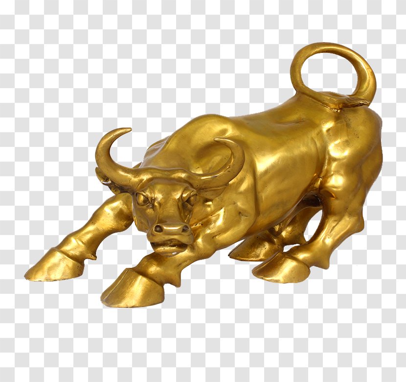 Charging Bull Bronze Sculpture Statue Market Trend - Cattle Like Mammal - Taurus Forward Transparent PNG