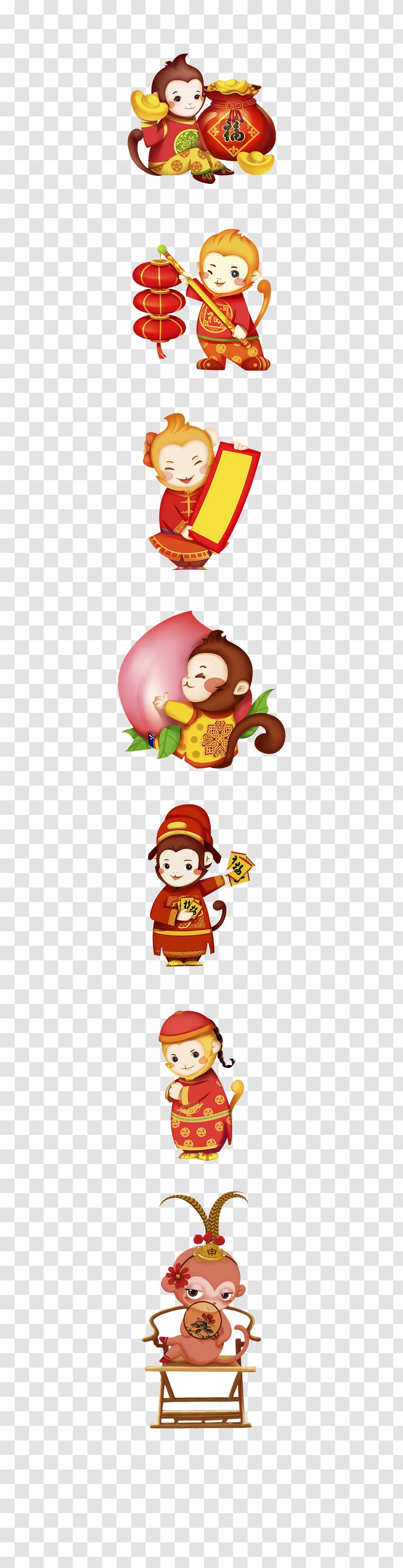 Chinese New Year Years Day Clip Art - Area - Monkey Send Blessing Transparent PNG