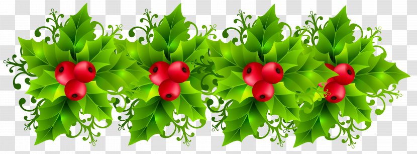 Christmas Garland Wreath Clip Art - Common Holly - Transparent Image Transparent PNG