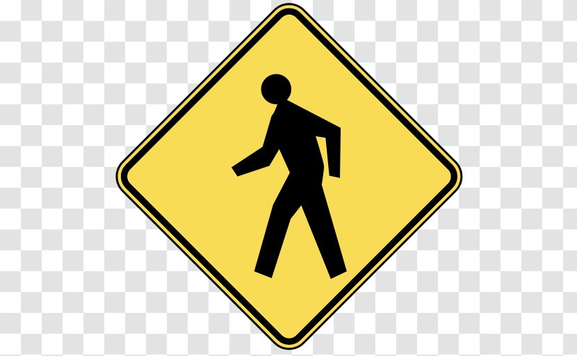 Pedestrian Crossing Warning Sign Traffic - Vehicle - Signs Transparent PNG