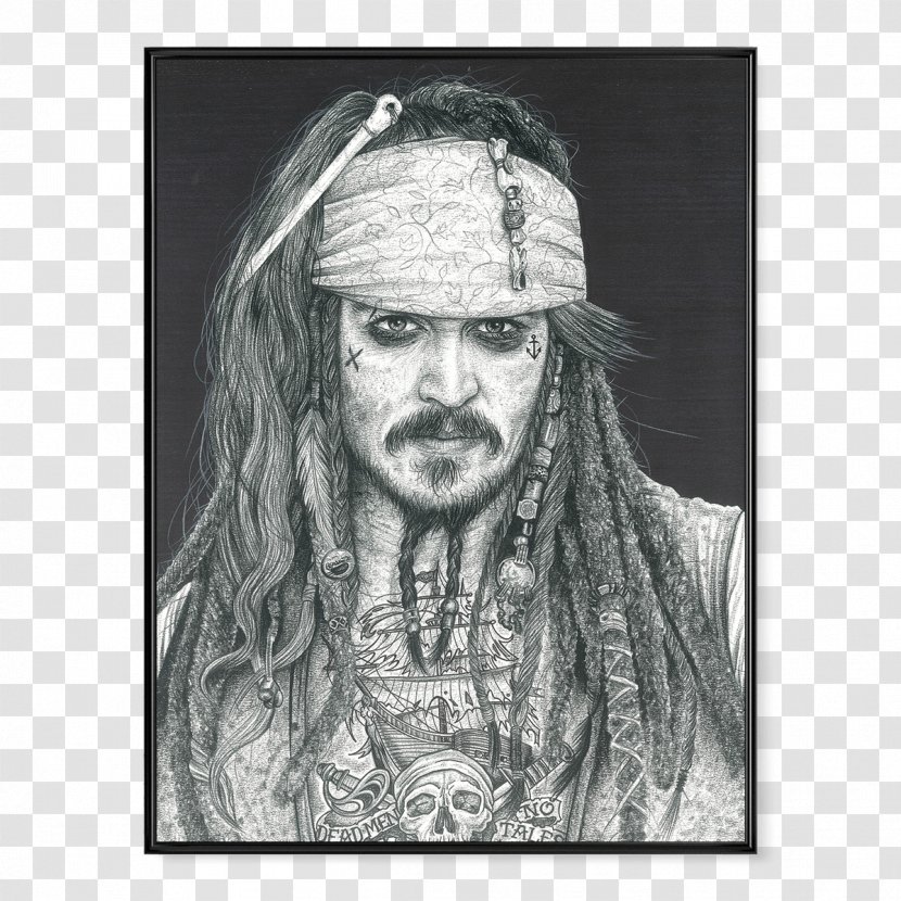 Johnny Depp Jack Sparrow Pirates Of The Caribbean: Dead Men Tell No Tales At World's End - Black And White Transparent PNG