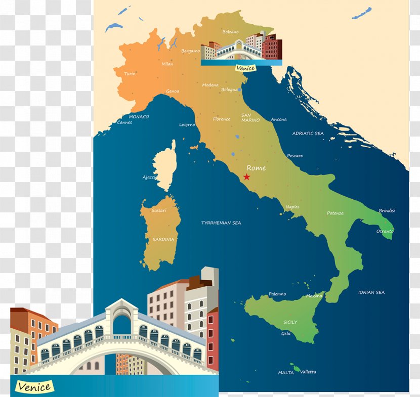 Venice Map Illustration - Italy - Of Italy,illustration Transparent PNG