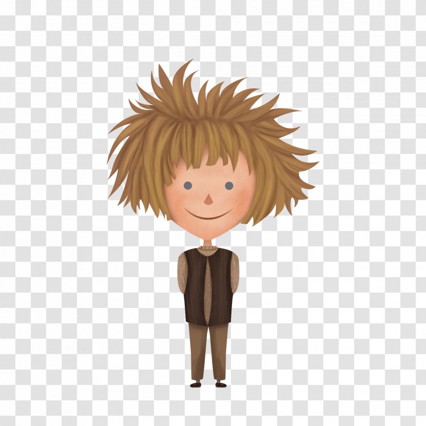 Brown Hair Character Clip Art - Watercolor - Childrens Book Transparent PNG