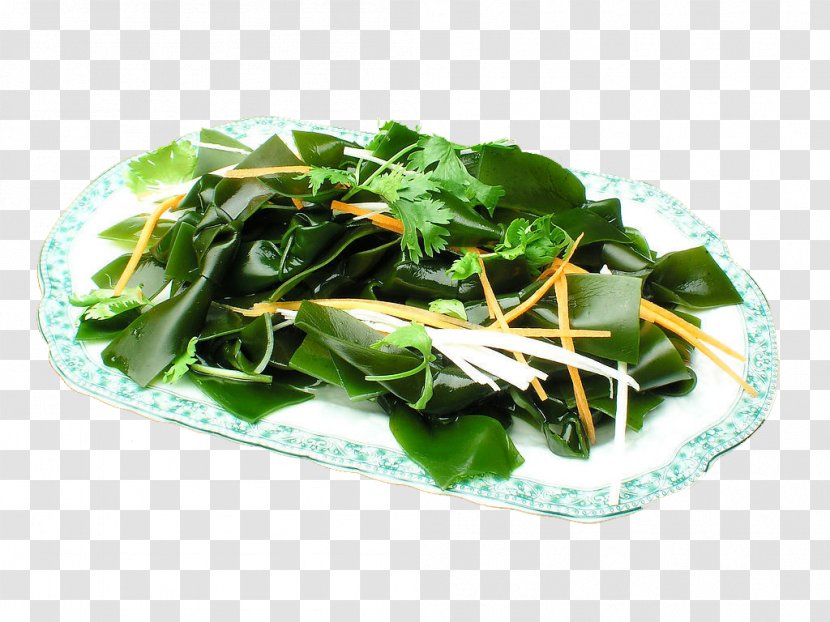 Spinach Salad Saccharina Japonica Vegetarian Cuisine Food - Ginger Sea Buckle Transparent PNG