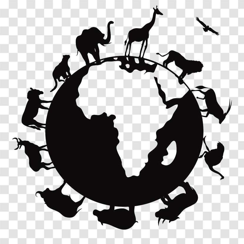 Globe Animal Clip Art - Simple Black Earth Transparent PNG