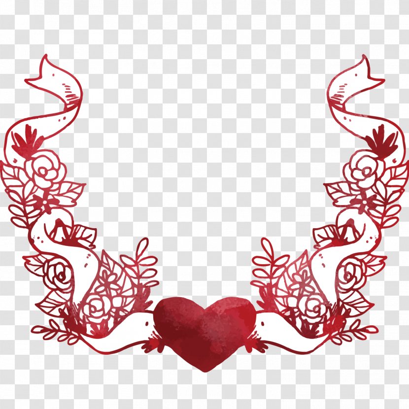Red Valentines Day Rose Pattern - Heart - Floral Valentine Decoration Transparent PNG