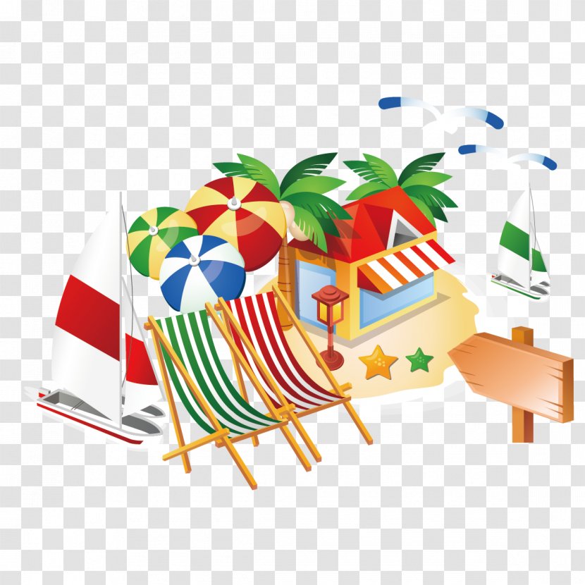 Illustration - Area - Coconut Tree House And Umbrella Transparent PNG