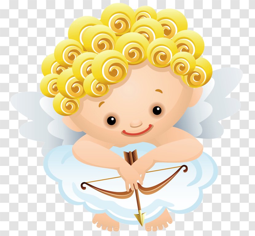 Cartoon Yellow Angel Clip Art Cupid - Gesture Smile Transparent PNG