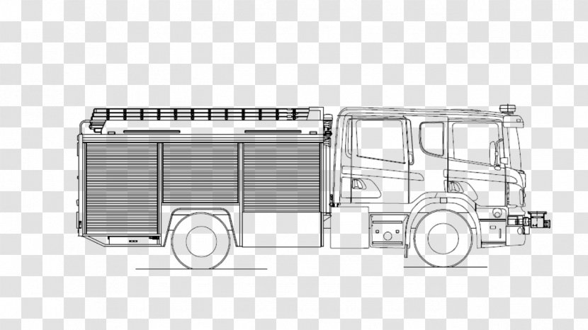 Car Fire Engine Saurus Emergency Vehicle - Black And White Transparent PNG
