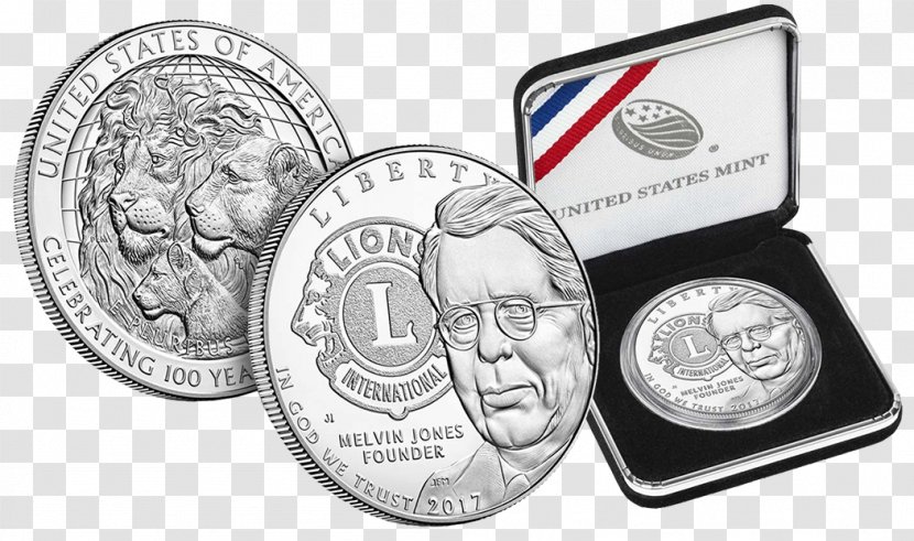 Dollar Coin Proof Coinage Lions Clubs International United States - Silver Transparent PNG