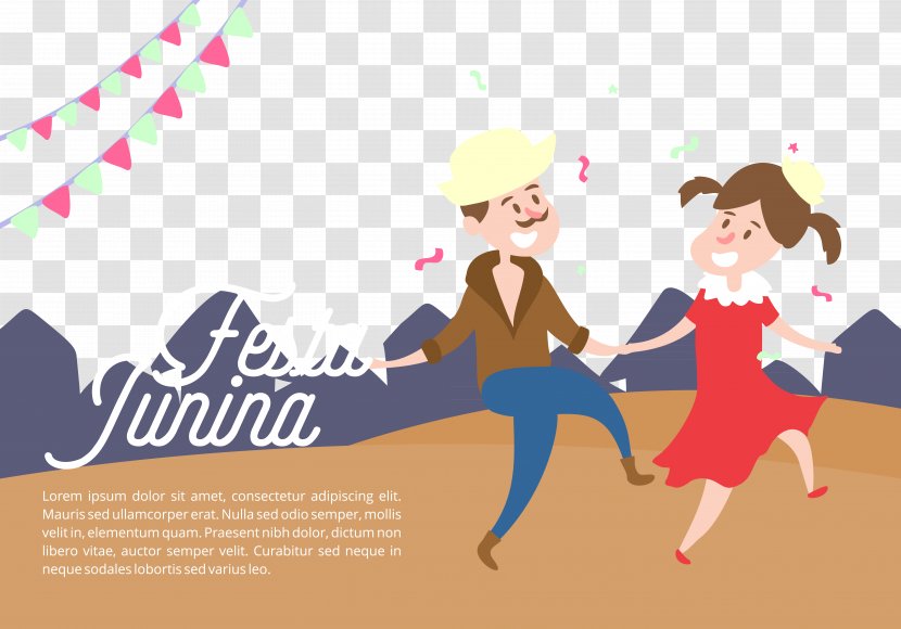 Festa Junina Dance Illustration - Celebrate The Dancing Of Men And Women Transparent PNG