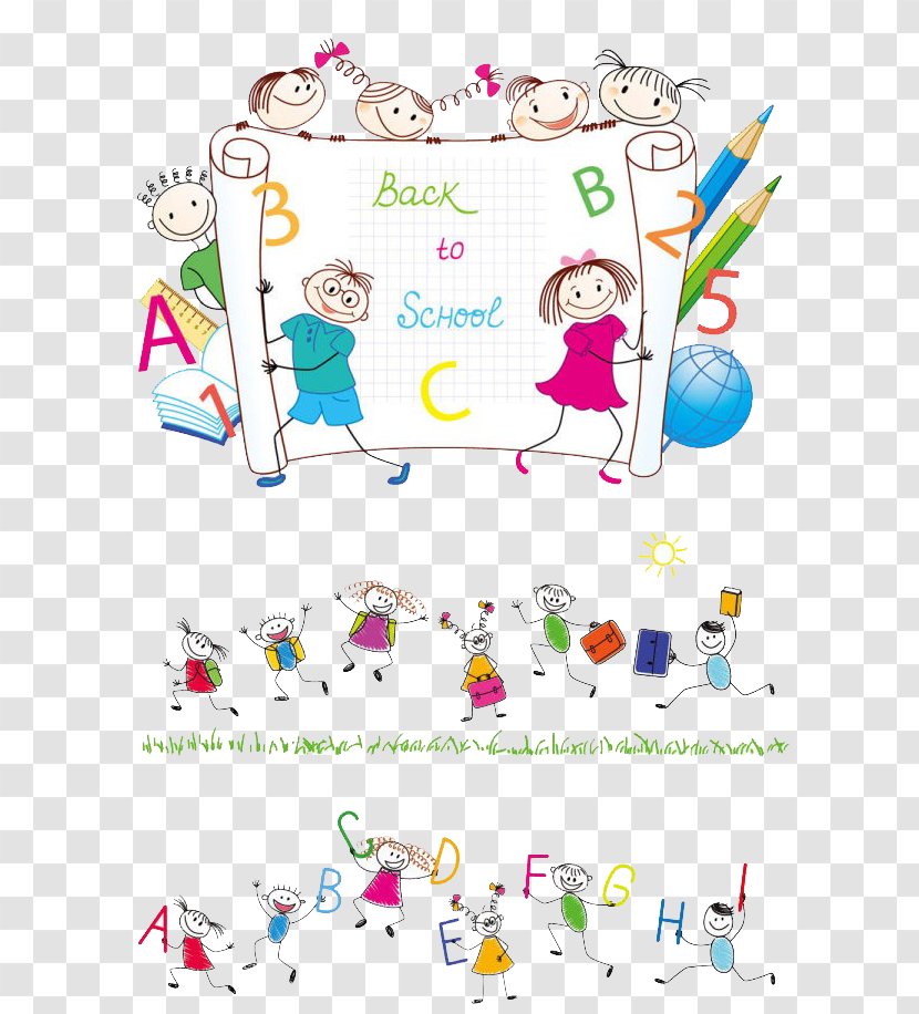 Student Cartoon Illustration - Flower - Hand-drawn Boys And Girls Creative Digital Pencil Transparent PNG