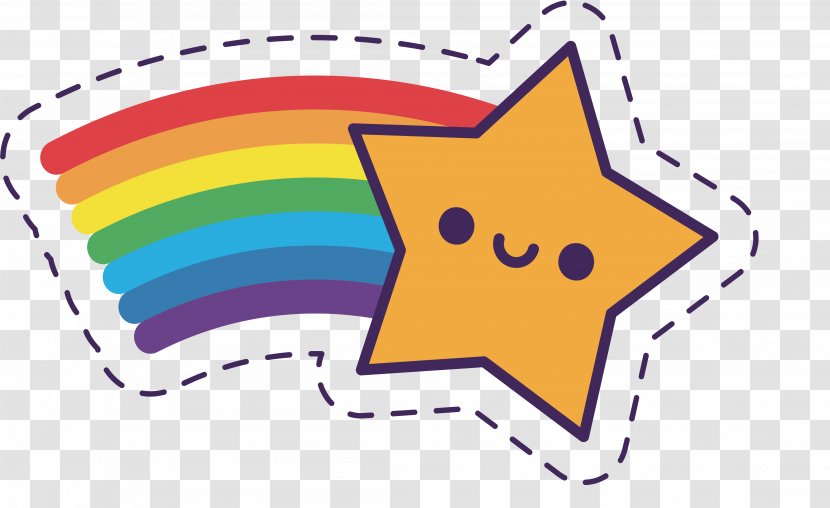 Cartoon Five Pointed Star Rainbow - Silhouette - Frame Transparent PNG