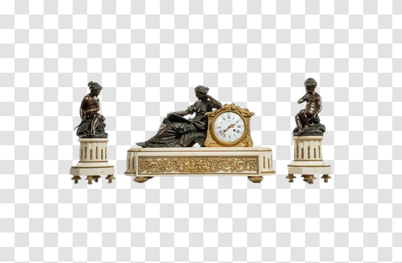 01504 Bronze Statue Antique Clock Transparent PNG
