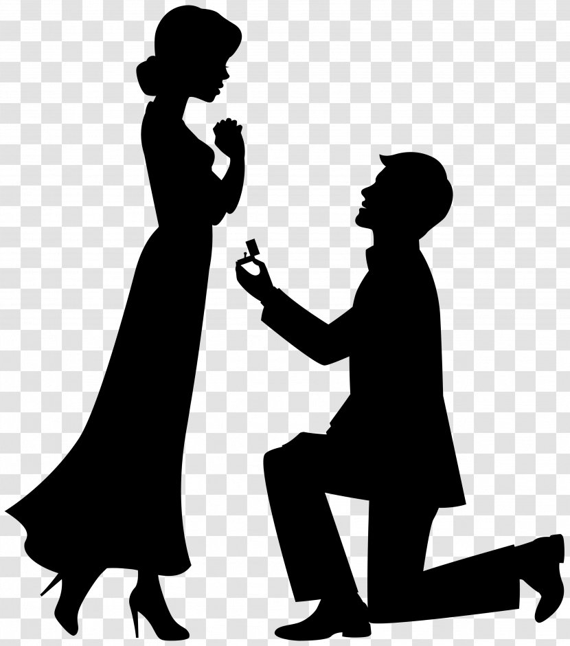 Marriage Proposal Drawing Engagement Clip Art - Silhouette Transparent PNG